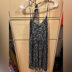 Black dress with white flower print